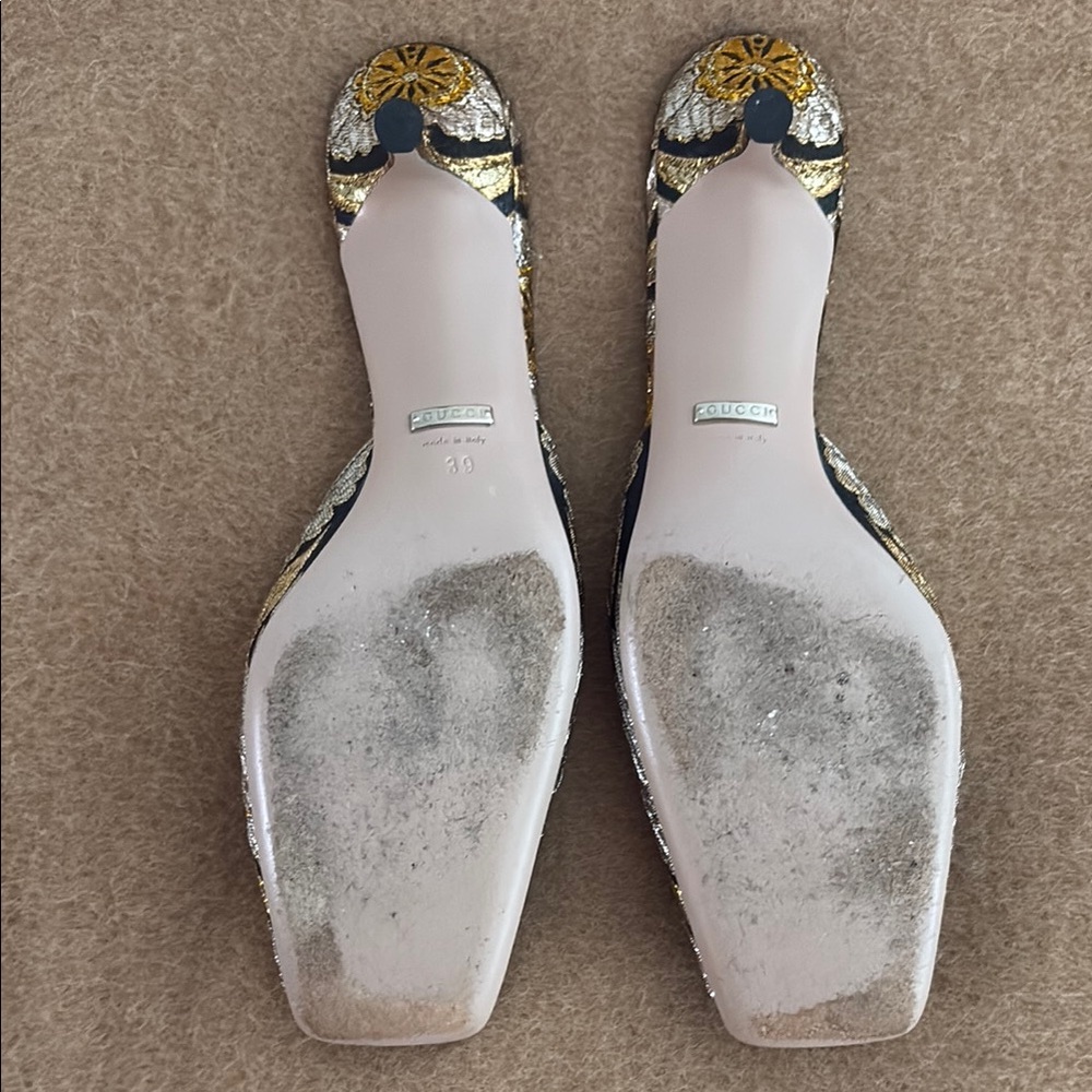 Gucci Black and Gold Mules with Elegant Design - Picture 2 of 4